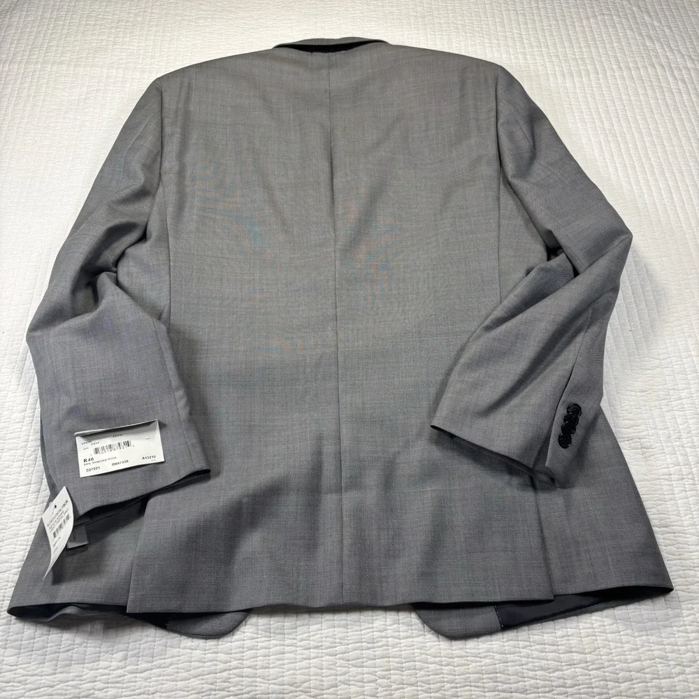 Tommy Hilfiger Adams Suit Jacket Mens 40R Gray Worsted Wool Trim Fit NWT Blazer